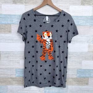 Clemson Tigers Star Print T Shirt Gray Short Sleeve Kickoff Couture Womens XL